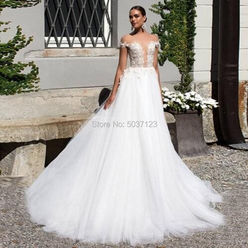 Off the Shoulder Mermaid Wedding Dresses Deep V Neck Vestido De Noiva Lace Appliques Robe De Mariee Button Illusion Court Train