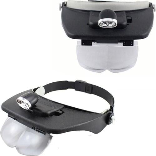 Tattoo makeup Headset LED Head Light Magnifier Magnifying Glass Loupe 4x Lens 1.2X 1.8X 2.5X 3.5X Free Shipping