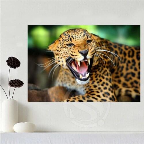 Custom canvas poster Leopard poster home decoration cloth fabric wall poster print Silk Fabric Print SQ0619