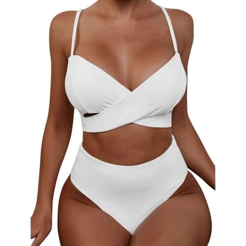 Tops Solid Color Women Bikini Set Push Up Bathing Swimwear High waist Sexy Brazilian Female Swimsuit Beach Wear Harajuku