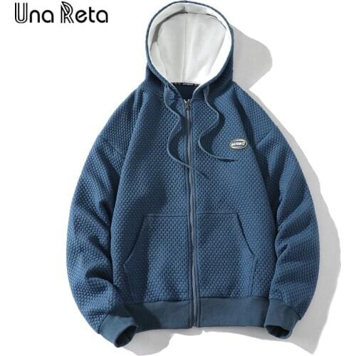 Una Reta Zipper Hoodie Men Streetwear Plus Size Hoodies Pullover Tracksuit Harajuku One Piece Solid Oversized Sweatshirts