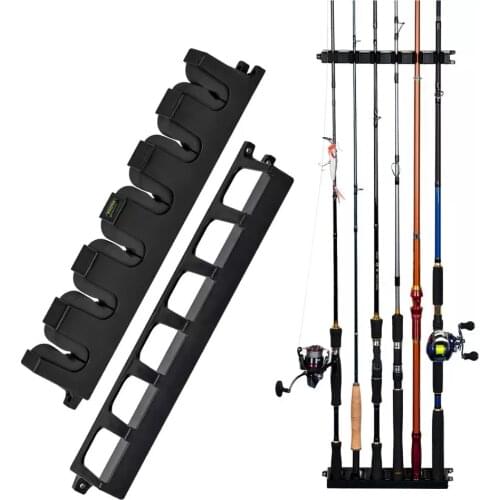 Fishing Vertical 6-Rod Rack Fishing Pole Holder Rod Holders ABS Wall Mount Modular For Garage Equipment Aacessories X443G