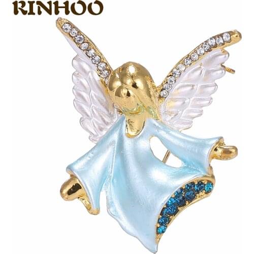 Vintage Rhinestone Christmas Angel Fairy Brooches Good Quality Enamel Women Brooch Pins Ladies Fashion Jewelry Christmas Gift