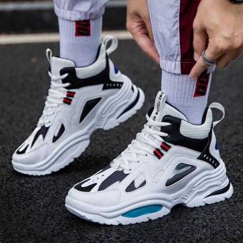 High Top Men Running sports shoes Outdoor Thick bottom Height increase anti-skid lace-up sneakers New Male jogging Travel shoes