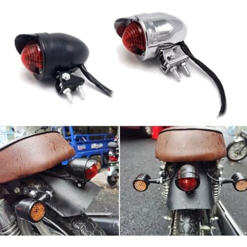 1 PC Red 12V LED Adjustable Cafe Racer Style Stop Tail Lights Motorbike Brake Rear Lamp Motorcycle Taillight for Chopper