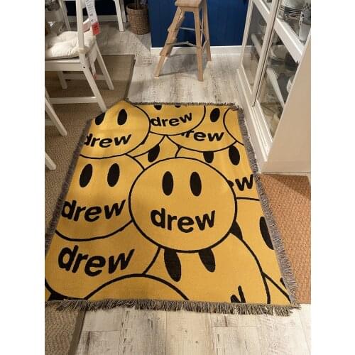 Yellow Smile Sofa Throw Blanket Cotton Thread Knitted Blanket With Tassel Sofa Cover Bed Blanket Home Carpet