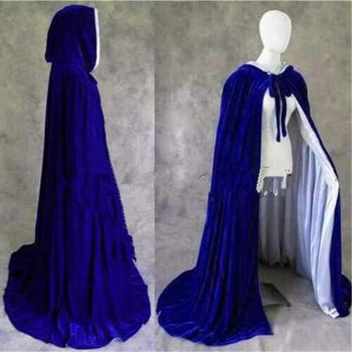 Gothic Hooded Velvet Cloak Gothic Wicca Robe Medieval Witchcraft Larp Cape Women Wedding Jackets Wraps Coats 2020 New