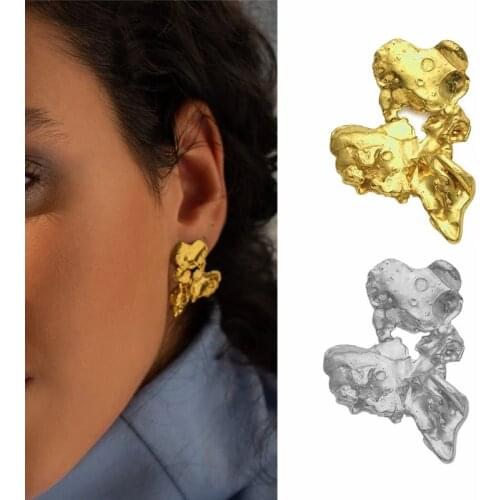 Timeless Wonder Brass Geo Lava Studs Earrings Women Runway Jewelry Punk Gothic Boho Top Designer Party Japan Rock Ins Egirl 2312