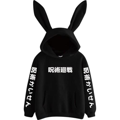 Janpanese Anime Jujutsu Kaisen Rabbit Hoodie Women Girls Kpop Sweatshirts Kawaii streetwear Yuji Graphic Harajuku JK10