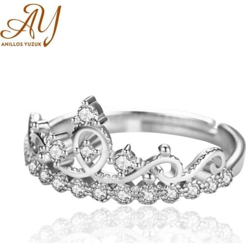 Anillos Yuzuk Vintage Gothic Cubic Zirconia Tiara Crown Ring 925 Sterling Silver Rings For Women Jewelry Making Fashion Jewelry