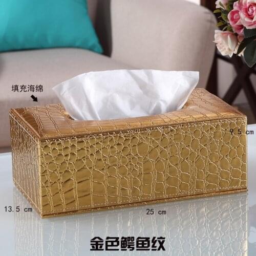 Gold flower PU leather Large pumping tissue box tissue box napkin tray table box