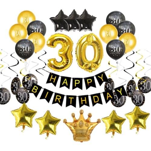 Gold Latex Birthday Balloons Black 30 40 50 60 Years Happy Birthday Party Decorations Adult Balloon 30th 40th 50th Years Party