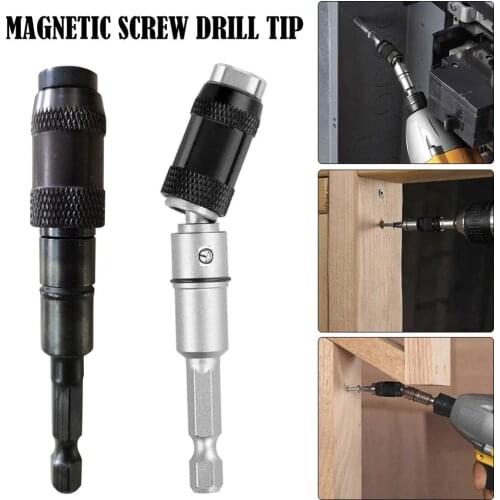 1/4" Magnetic Screw Drill Tip Drill Screw Tool Quick Change Locking Bit Holder Drive Guide Drill Bit Extensions 20° Rotatable