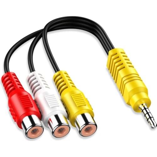 1pcs 3.5mm Male Stereo to 3 RCA Female Audio Video AV Adapter Cable for High-Performance Video and Audio Playback