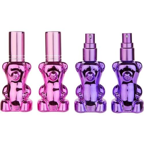 12ml Mini Perfume Bottle Atomizer Glass Bear Spray Perfume Bottle Portable Glass Essential Oil Bottle Empty Cosmetic Container