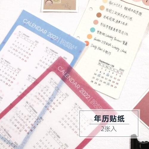 2022 Calendar Index Stickers Colorful Mark Label Sticker Schedule Organizer Agenda Planner Kawaii Stationery