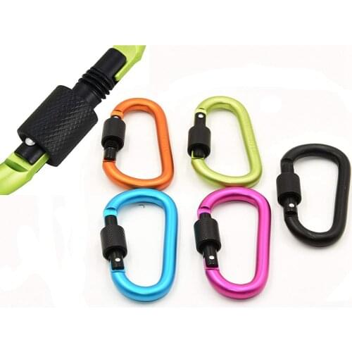 5 pcs D-ring Key Chain Aluminum Alloy Carabiner Locking Clip Hook for Camping Equipment