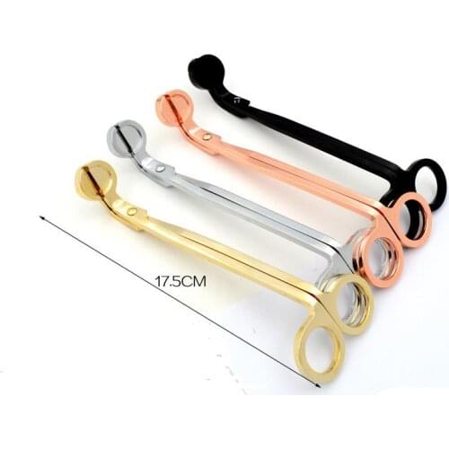 50pcs 17.5CM Rose Gold Stainless Steel Candle Wick Trimmer Oil Lamp Trim Scissor tijera tesoura Cutter Snuffer Tool Hook SN173