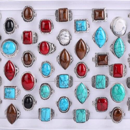 50pcs/Lot Round Square Oval Eye Shape Stone Rings For Costume Free Shipping
