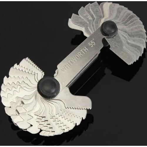 52Pcs Steel Thread Measuring Gage Metric Whitworth Screw Pitch Gauge 60 Degree H02