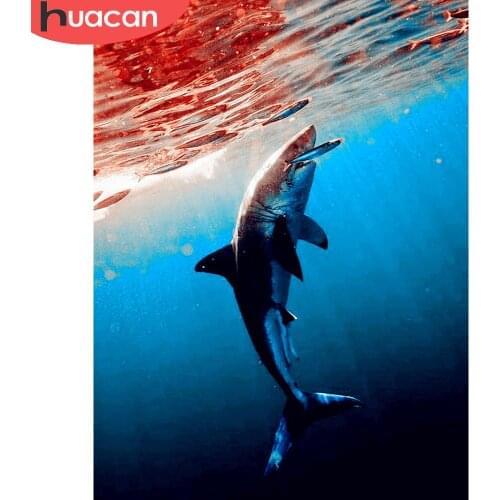 HUACAN Diamond Painting Shark Cross Stitch Diamond Embroidery Mosaic Animal Full Square/Round Handmade Gift