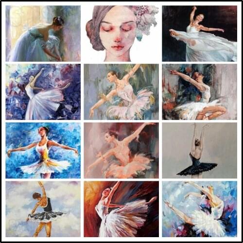 Diamond Painting Still Life Elegant and Beautiful Dancers In White Black and Pink Tutu Are Dancing Bedroom Hall Decor Pictures