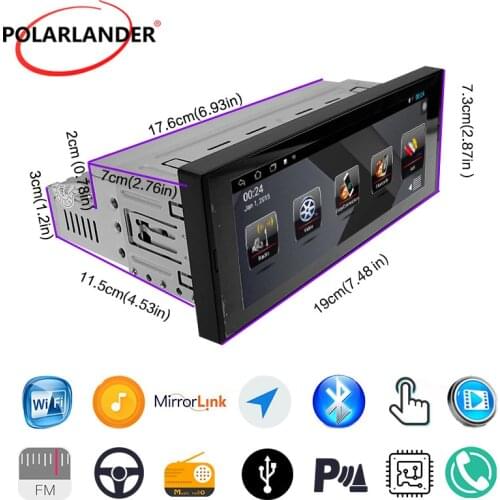 Car Radio 1 Din 6.9 Inch MP5 Player IPS Touch Screen Multimedia Autoradio Stereo Video WiFi Android 8.1 RAM 1+16G Bluetooth GPS