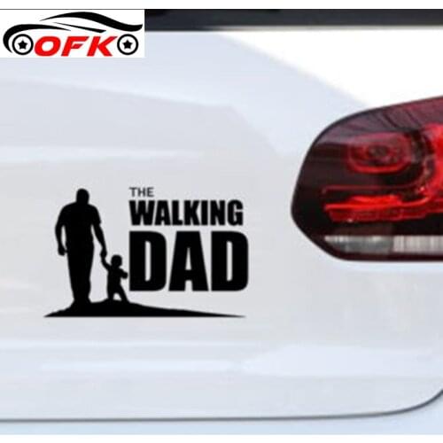 Car Stickers Decor Motorcycle Decals The Walking Dad with Baby Decorative Accessories Creative Sunscreen Waterproof PVC,17*11cm