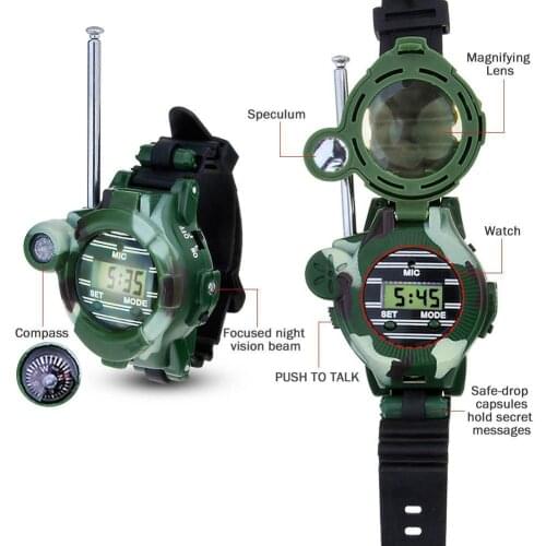 7 in 1 Watch Walkie - talkie Kids' Toy Camouflage Magnifying Glass Luminous Function Secret Capsule Compass Reflective Mirr