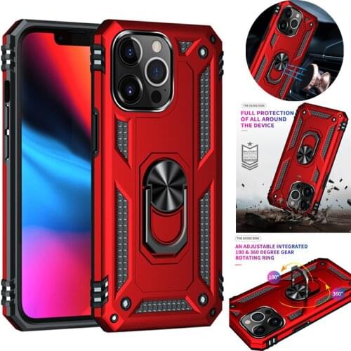 For iPhone 13 12 11 Pro Max Case Luxury Car Magnetic Ring Stand Shockproof Armor Phone Cases for iPhone 12 13 Mini Back Cover