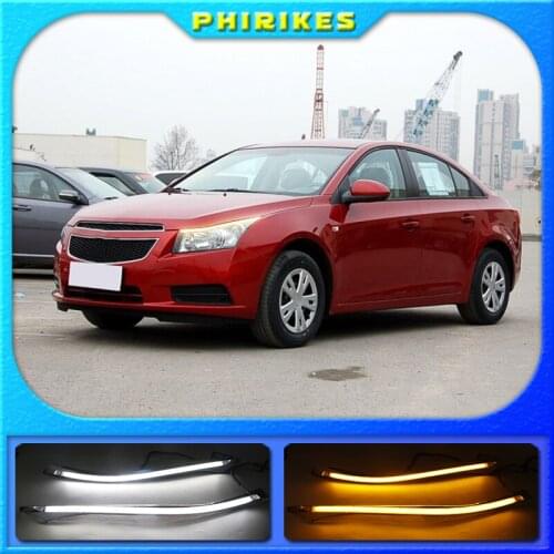 For Chevrolet Cruze 2010 - 2014 Car Styling LED Headlight Brow Eyebrow Daytime Running Light DRL With Yellow Turn signal Light