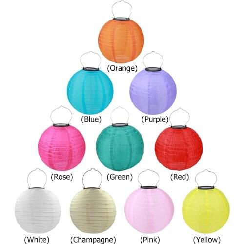 20/25/30cm LED Solar Lantern Lamp Outdoor Festival Party Decor Hanging Light Chinese Paper Ball Lampions For Party Wedding Decor