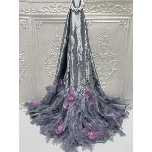 French Lace Fabric with feather ZH-426689 High Quality Lace African Lace Fabric For Wedding Nigerian Tulle Lace Material Sewing