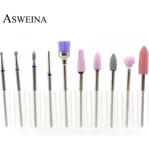 10pc/set Nail Drill Bit Electric Machine Manicure Rotary Burr Milling Cutter for Manicure Accessory Cuticle Drill Tools