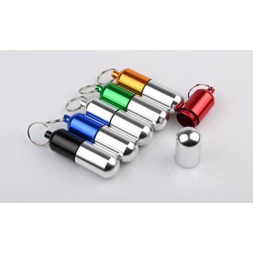 HOT Selling Free Shipping Waterproof Stainless Steel Pill Box Case Bottle Cache Drug Holder Container Keychain Medicine Box