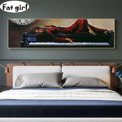 Sleeping beauty on the piano diamond painting Full square round 3d Rhinestone Painting Home Decor diy 5d Embroidery mosaic art