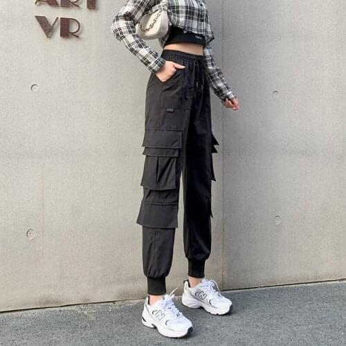 Black overalls womens summer thin casual loose 2021 new sports high waist Harlan carrot pants