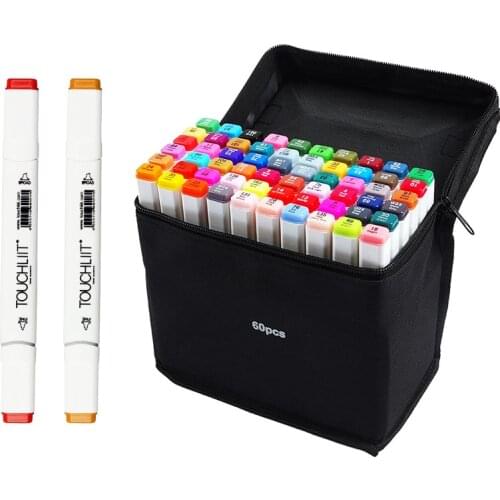 Touchliit 6th Alcohol Based Dual Heads Marker White Rod Pen 168 Colors Available Art Students Oil Markers Anime Sketch Design