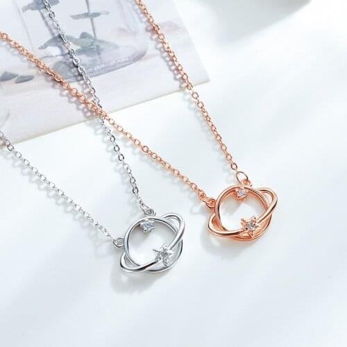 Fashion Planet Asteroid Necklace For Women Simple Clavicle Chain Necklaces Personality Small Fresh Pendant Necklace Women Gift