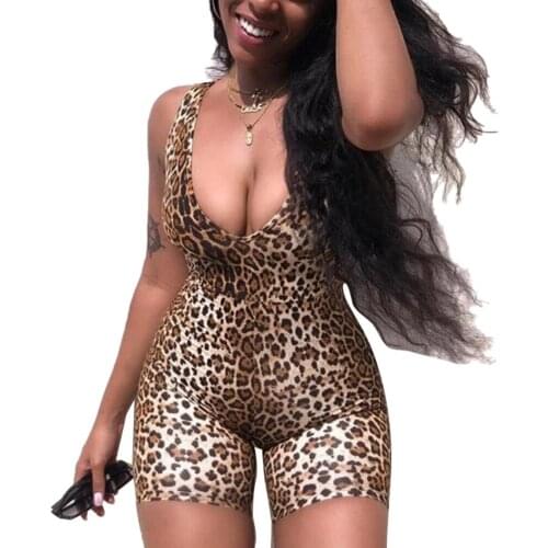 Fashion New Womens Jumpsuit Sling Fashionable Patterns Deep V-Neck Sexy Outfit Slim Wild Bodysuit Romper