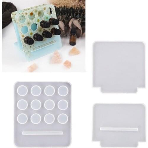 N7MF 1 Set Crystal Epoxy Resin Mold Essential Oil Storage Rack Silicone Mould DIY Crafts Decorations Organizer Display Stand