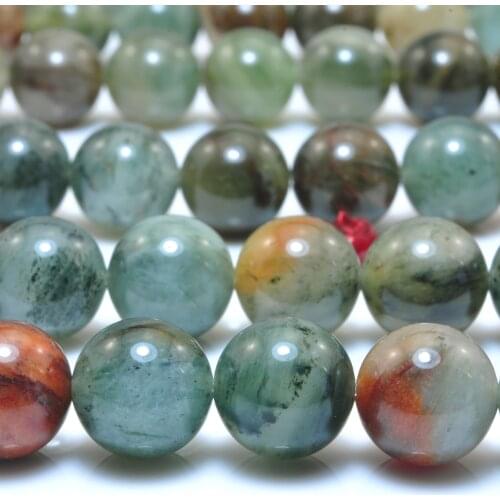 Natural Green Grass Line Quartz Smooth Round Loose Beads Wholesale Gemstone Semi Precious Stone Bracelet Necklace Jewelry Making