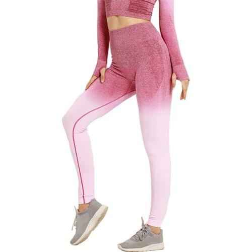 New Fitness leggings Women Patchwork Gradient High Waist Sport Legins Femme Workout Legging Push Up Elastic Slim Pants Plus Size