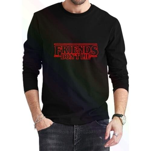 Stranger Things Friends Don’t Lie School Logo T-Shirt 2021 Newest Summer Mens Long Sleeve Popular Tees Shirt Tops Novel Unisex