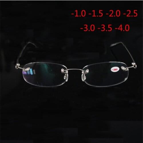 Frameless Resin Myopia Glasses Ultralight Boxed Shortsighted Myopia Glasses Women Men -1.0 -1.5 -2 -2.5 -3 -3.5 -4.0