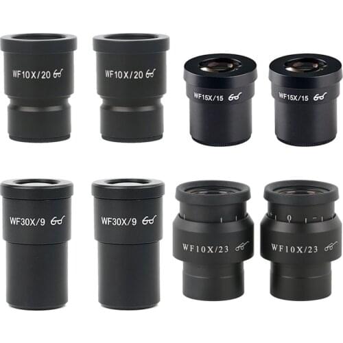 One Pair WF10X WF15X WF30X WF10X/23 Wide Field Eyepiece Mounting Size 30mm of View 23mm For Stereo Microscope