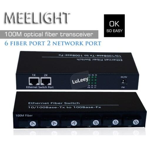 100m single mode optical transceiver fiber converter single fiber 6 optical 2 electrical photoelectric fiber optic switch