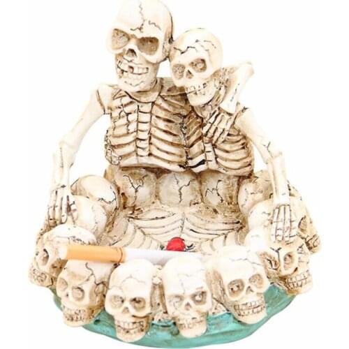 Cigar Ashtray Halloween Art Figurine Skull Ashtray Cigarette Ashtray Stand Outdoor Indoor Resin Decoration Gift for Men Women