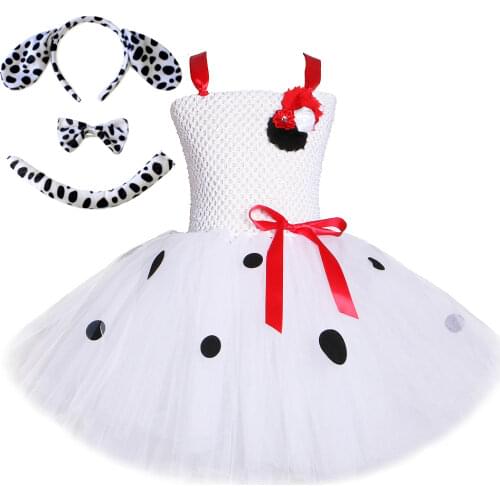 Baby Girls Tutu Dress Spotty Dog Toddler Kids Birthday Party Costumes Children Animal Tulle Dresses with Headband Girl Clothes