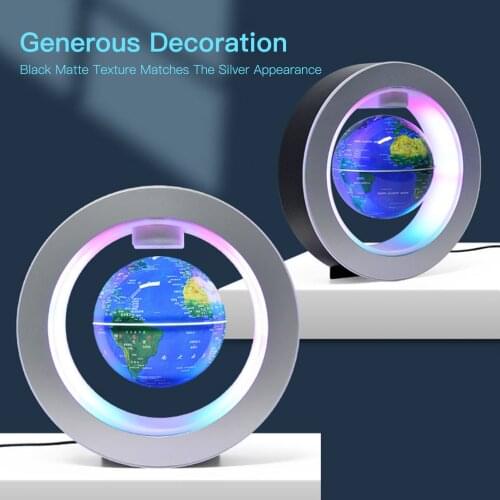 Floating Globe with LED Light 6 Inch Magnetic Levitation Rotating World Map with Multicolor Light Base Anti Gravity Globe Lamp